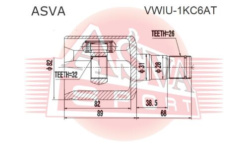 ШРУС Asva, внутренний, арт. VWIU-1KC6AT