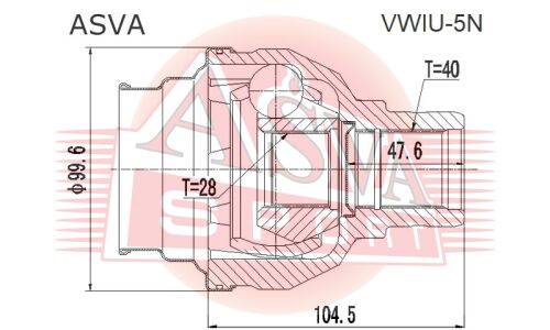 ШРУС Asva, передний, левый, внутренний, арт. VWIU-5N
