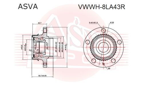 Ступица колеса Asva, задняя, арт. VWWH-8LA43R