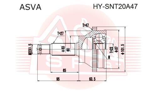 ШРУС Asva, передний, внешний, арт. HY-SNT20A47