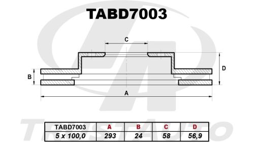 Диск тормозной TRUSTAUTO, арт. TABD7003