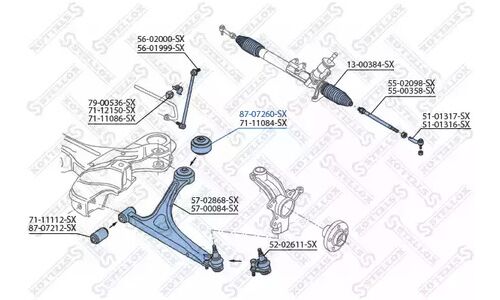 Сайлентблок рычага Stellox, для Audi A3 / TT, Volkswagen Golf, арт. 87-07260-SX