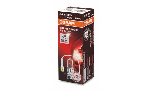 Лампа галогенная Osram Super Bright Premium H3 (PK22s, T12), 12В, 100Вт, 3200К, 1 шт, арт. 62201SBP