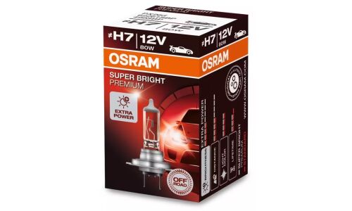 Лампа галогенная Osram Super Bright Premium H7 (PX26d, T11), 12В, 55Вт, 3200К, 1 шт, арт. 62261SBP