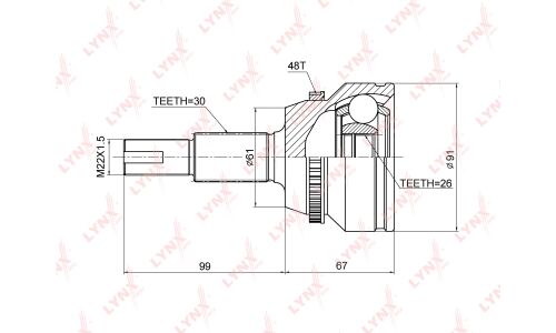 ШРУС LYNXauto, внешний, арт. CO-3858A
