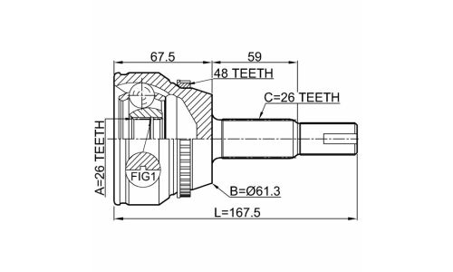 ШРУС Febest, передний, внешний, арт. 0110-ACV40L26A48