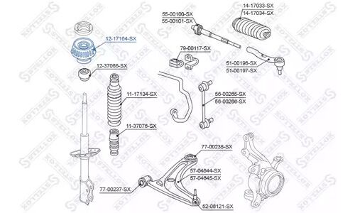 Опора амортизационной стойки | перед Stellox, арт. 12-17164-SX