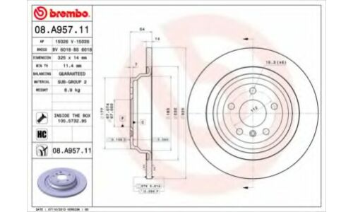 Диск тормозной Brembo, арт. 08A95711