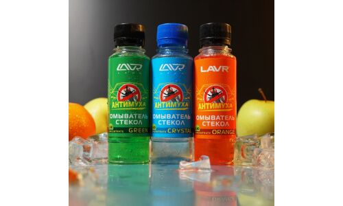 Стеклоомывающая жидкость Lavr Green Concentrate «Антимуха», летняя, концентрат, с ароматом яблока, бутылка 120мл, арт. Ln1220