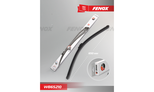 Щётка стеклоочистителя Fenox 650мм (26") бескаркасная, всесезонная, для грузовиков, с графитовым напылением, крепление J-Hook, 1 шт, арт. WB65210