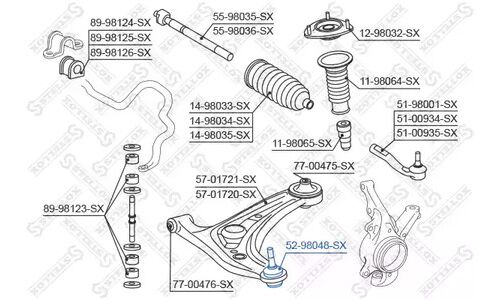 Шар. опора л.+п. Toyota Yaris/Verso 99> | перед лев Stellox, арт. 52-98048-SX