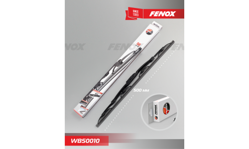 Щётка стеклоочистителя Fenox 500мм (20") каркасная, летняя, крепление J-Hook, 1 шт, арт. WB50010