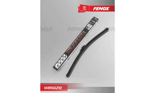 Щётка стеклоочистителя Fenox Evolution 500мм (20") бескаркасная, всесезонная, с графитовым напылением, со спойлером, для леворульных авто, крепление J-Hook, 1 шт, арт. WB50210