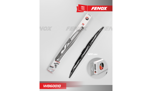 Щётка стеклоочистителя Fenox 600мм (24") каркасная, летняя, крепление J-Hook, 1 шт, арт. WB60010