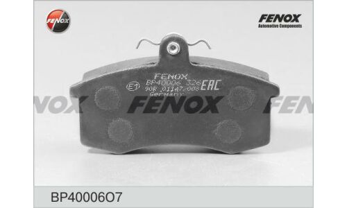 Колодки тормозные дисковые Fenox с электронным датчиком износа, передние, комплект на ось (4 шт), арт. BP40006O7