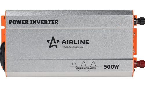 Инвертор напряжения Airline, 12В(DC)→220В(AC), чистый синус, 50Гц, 500Вт, (+USB 5В), арт. API-600-05