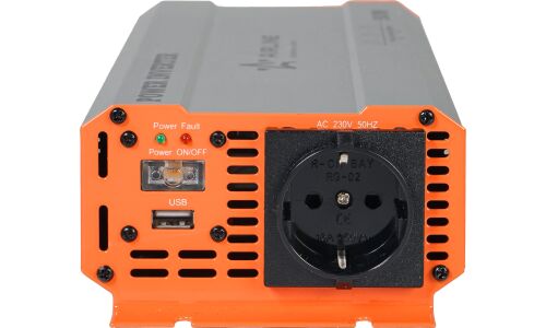 Инвертор напряжения Airline, 12В(DC)→220В(AC), чистый синус, 50Гц, 500Вт, (+USB 5В), арт. API-600-05