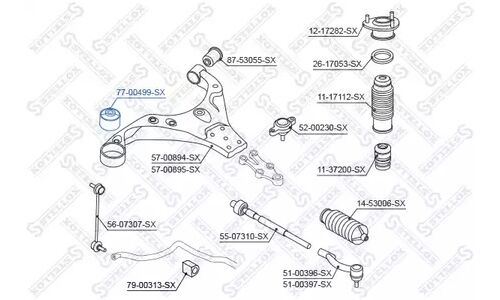 Сайлентблок рычага пер. Hyundai | перед прав/лев Stellox, арт. 77-00499-SX