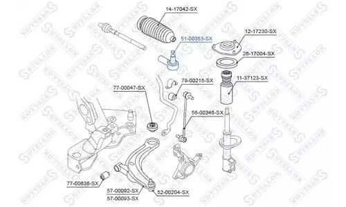 Наконечник рулев. Citroen C-Crosser | перед Stellox, арт. 51-00353-SX