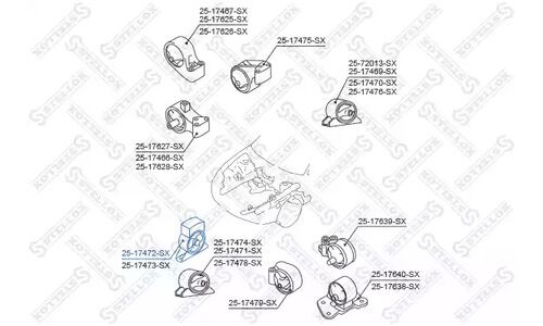 Подушка двигателя передняя Stellox, арт. 25-17472-SX