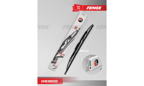 Щётка стеклоочистителя Fenox 380мм (15") каркасная, всесезонная, крепление J-Hook, 1 шт, арт. WB38010