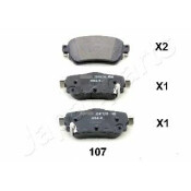 Колодки тормозные дисковые Japan Parts, задние, комплект на ось (4 шт), арт. PP-107AF