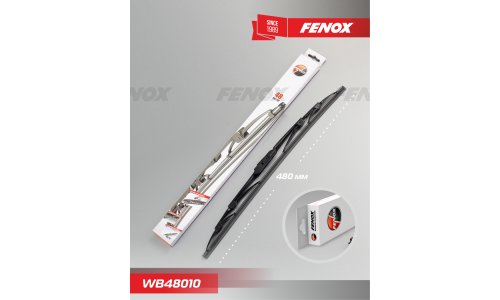 Щётка стеклоочистителя Fenox 480мм (19") каркасная, летняя, крепление J-Hook, 1 шт, арт. WB48010