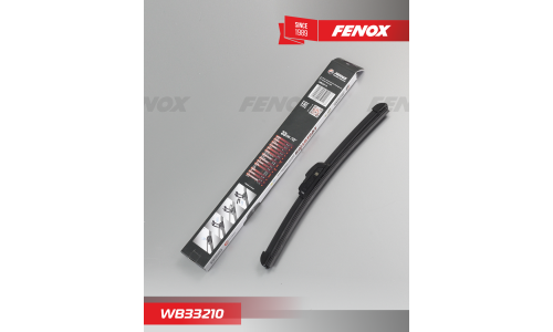 Щётка стеклоочистителя Fenox Evolution 330мм (13") бескаркасная, всесезонная, с графитовым напылением, со спойлером, для леворульных авто, крепление J-Hook, 1 шт, арт. WB33210
