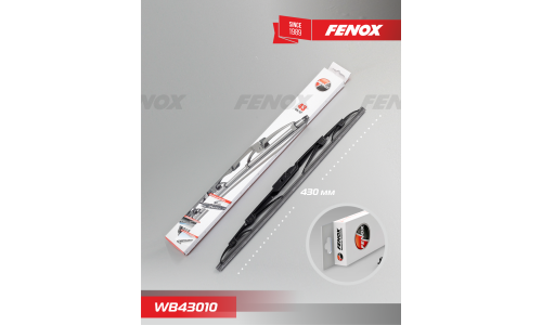 Щётка стеклоочистителя Fenox 430мм (17") каркасная, летняя, крепление J-Hook, 1 шт, арт. WB43010