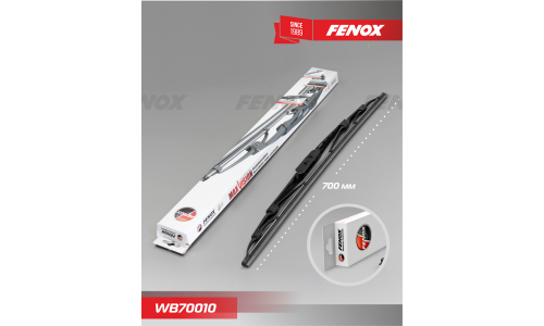 Щётка стеклоочистителя Fenox 700мм (28") каркасная, летняя, крепление J-Hook, 1 шт, арт. WB70010