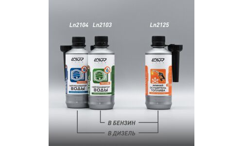 Зимний осушитель топлива Lavr Universal Winter Dry Fuel, для бензиновых и дизельных двигателей, бутылка с насадкой 310мл, арт. Ln2125