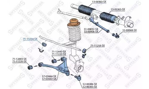 Втулка стабилизатора переднего d23.5 Au | прав/лев Stellox, арт. 71-11234-SX