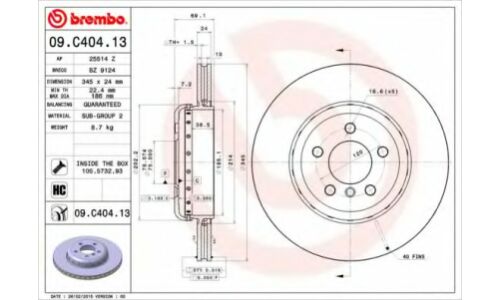 Диск тормозной Brembo, арт. 09C40413