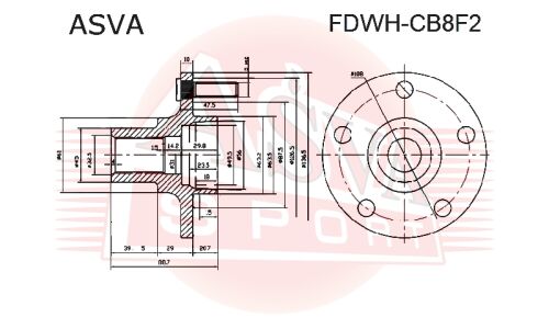 Ступица колеса | перед прав/лев Asva, арт. FDWH-CB8F2