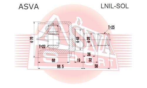 ШРУС Asva, внутренний, арт. LNIL-SOL