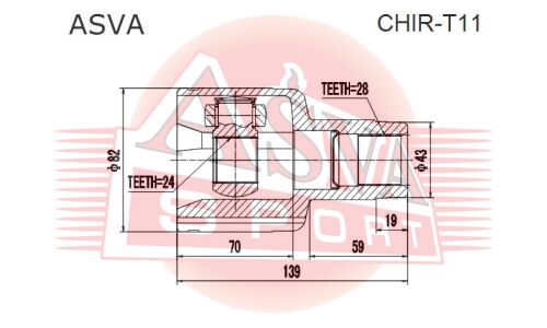 ШРУС Asva, передний, правый, внутренний, арт. CHIR-T11