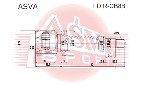ШРУС Asva, внутренний, арт. FDIR-CB8B