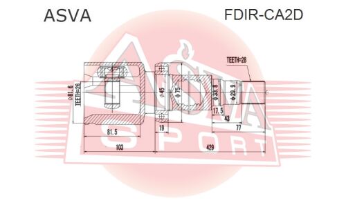 ШРУС Asva, передний, правый, внутренний, арт. FDIR-CA2D