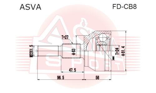 ШРУС Asva внешний, арт. FD-CB8