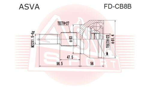 ШРУС Asva внешний, арт. FD-CB8B