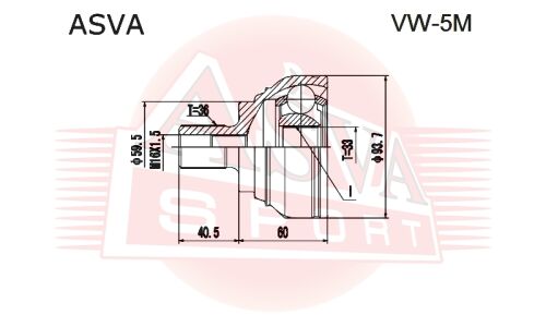 ШРУС внешний | перед прав/лев Asva, арт. VW-5M