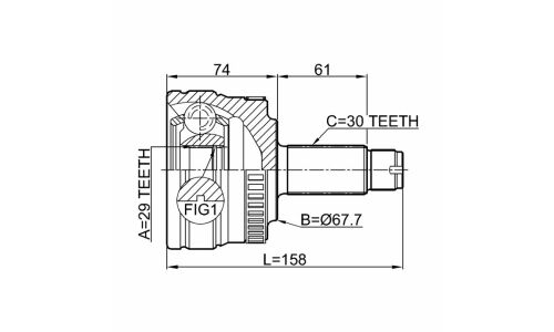 ШРУС Febest, задний, наружный, арт. 2910-RRIIIR