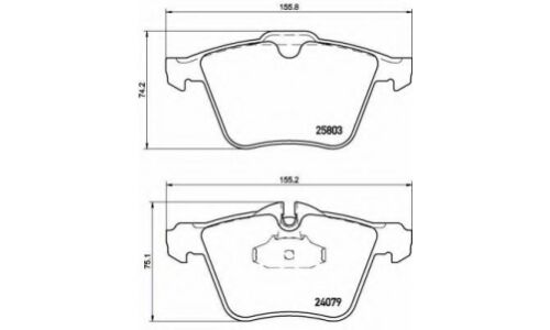 Колодки тормозные дисковые Brembo, комплект на ось (4 шт), арт. P36028