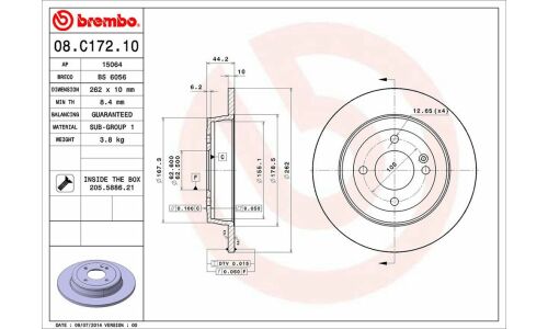 Диск тормозной Brembo, арт. 08.C172.10