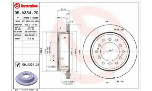 Диск тормозной Brembo, арт. 09A33421