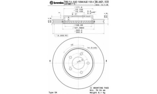 Диск тормозной Brembo, арт. 09A40111