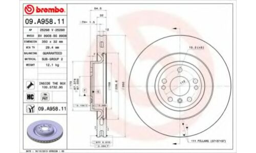Диск тормозной Brembo, арт. 09A95811