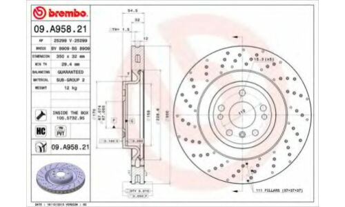 Диск тормозной Brembo, арт. 09A95821