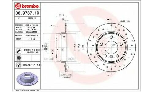 Диск тормозной Brembo, арт. 0897871X