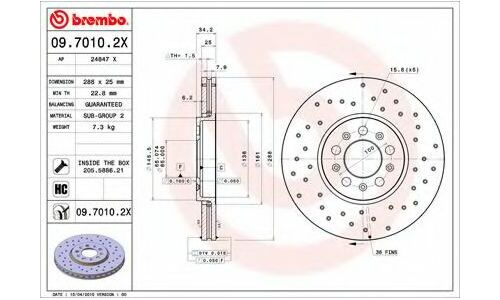 Диск тормозной Brembo, арт. 0970102X